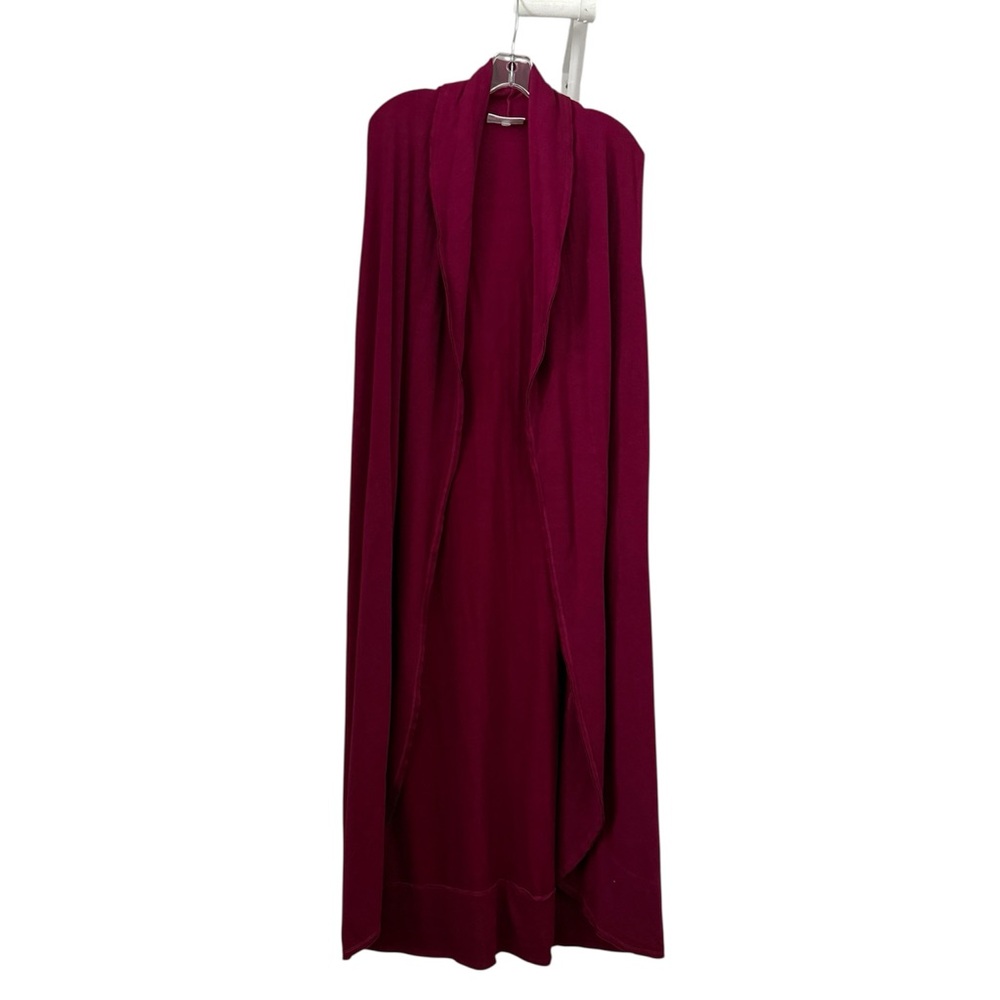 Bryn Walker Wine Red Rayon French Terry Long Vest or Sleeveless Duster